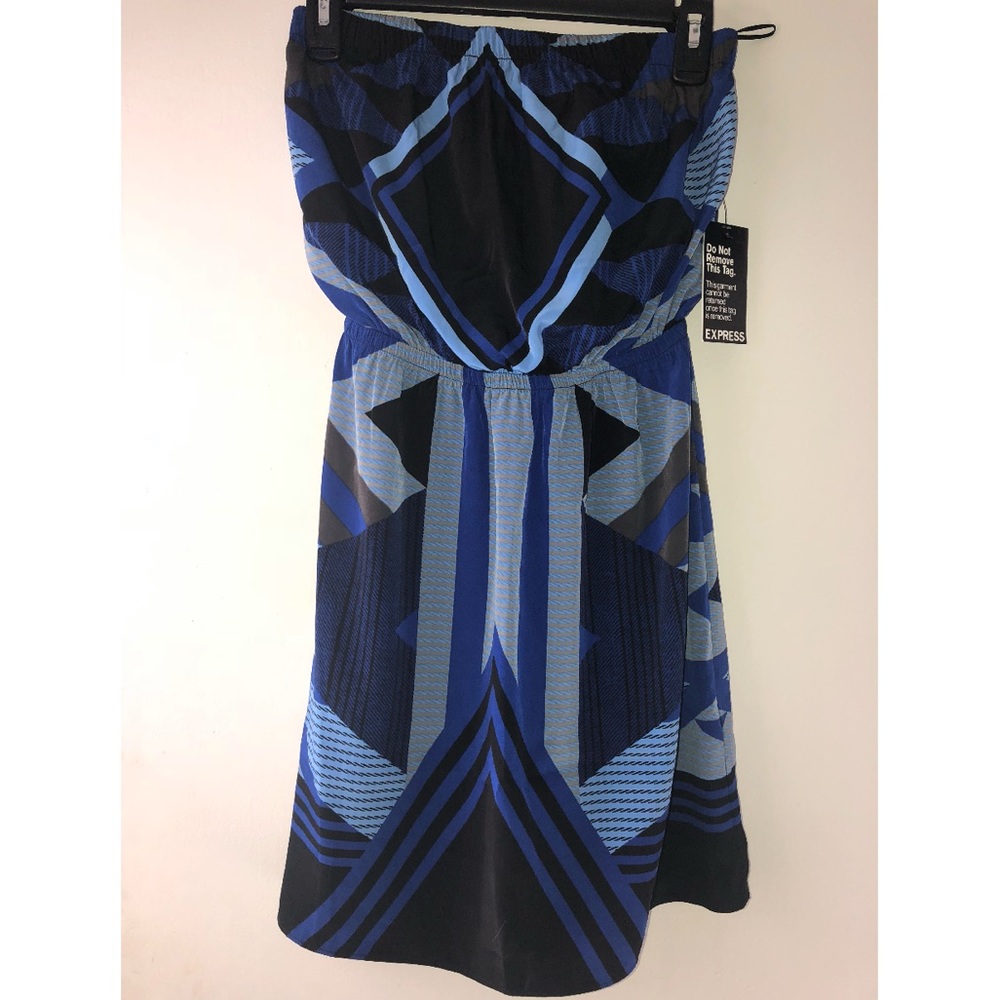 EXPRESS Black & Blue Strapless Dress